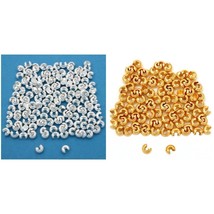 Silver Plated &amp; Gold Tone Crimp Bead Covers Kit 288 Pcs - £9.85 GBP