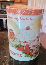 Vintage 1980s Strawberry Shortcake Cheinco Metal Cookie Tin Container w Lid - £30.32 GBP