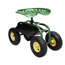 Red/Green Garden Cart Rolling Work Seat With Heavy Duty Tool Tray Garden... - £127.67 GBP