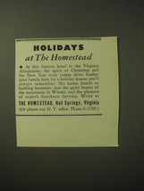 1948 The Homestead Resort Ad - Holidays at The Homestead - £14.78 GBP