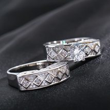 Trendy Luxury Tibetan Silver Wedding Ring Set Band For Bridal Girls And Women La - £10.32 GBP