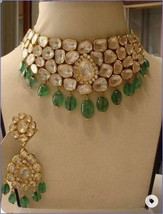 VeroniQ Trends-Bridal Choker Necklace in Handmade Kundan With Fluorite Beads - £459.62 GBP