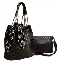 Womens Skull Print PU Leather Hobo Tote Shoulder Bag Package Handbag Wit... - £57.51 GBP