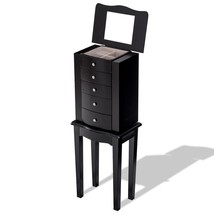 Black Wood 5-Drawer Jewelry Chest Storage Chest Cabinet with Mirror - $195.97