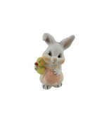 Vintage Small Porcelain Bunny Rabbit w Pink Apron Duck Easter Spring Fig... - $11.83