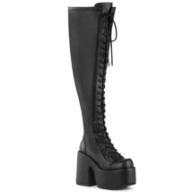 DEMONIA CAMEL-300WC Women&#39;s 5&quot; Chunky Heel Platform Wide Calf Thigh-High Boots - £105.23 GBP
