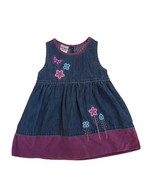 Vintage Oshkosh Denim Dress Embroidered Flowers Purple 2T - £19.08 GBP