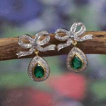 Women&#39;s 2.00Ct Emerald Diamond Vintage 14k Yellow Gold Finish Colombian Earrings - £76.49 GBP