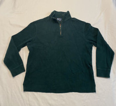 Polo Ralph Lauren 1/4 Zip Pullover Sweatshirt Emerald Green Mens Large Ribbed  - $23.22