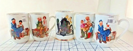 Vintage Norman Rockwell Coffee Mugs Cups 1980&#39;s Museum Collections Lot Of 5 - £15.05 GBP