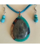 wood pendant and earing set - $38.00