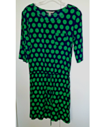 BANANA REPUBLIC LADIES BLUE/GREEN POLKA DOT 3/4-SLEEVE SHORT DRESS-XS-NICE - $295.96 MXN