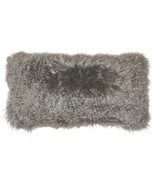 Pillow Decor - Mongolian Sheepskin Gray Rectangular Pillow (HB1-0001-10-94) - £59.22 GBP