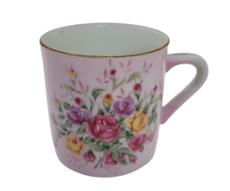 Vintage LEFTON Pink Floral Vanity Mug Cup Hand Painted porcelain 674 - £14.88 GBP