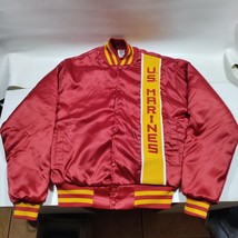 Vintage 80s US Marines Military Jacket Satin Swingster Red Yellow Size M... - £26.40 GBP