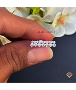 Alice Sparkle invisible Set diamond Bar 14K Gold earring, lab diamond st... - $275.00