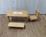 Sylvanian Families Calico Critters kitchen table white red tile bench chair - $20.57