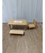 Sylvanian Families Calico Critters kitchen table white red tile bench chair - $20.57