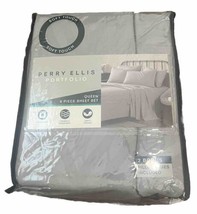 Perry Ellis Portfolio Soft Touch Queen Sheet Set 6 Pc Grey Chevron 14” Mattress - £12.61 GBP