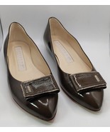 WOMENS Carmen Ho Dark Brown Leather Flat W/ Front Bow Size 39 In Italy S... - £14.10 GBP