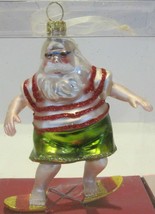NEW Hawaiian Surfer Santa Claus Glass Christmas Tree Ornament  Catch a Wave - £15.97 GBP