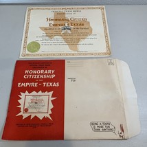 VINTAGE  Official Honorary Citizen Empire Of Texas Certificate Envelope ... - €42,35 EUR