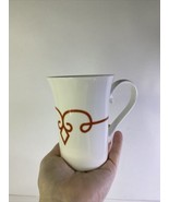 STARBUCKS 2015 11 oz White Tall Coffee Tea Mug Cup Orange Scroll  - £11.81 GBP