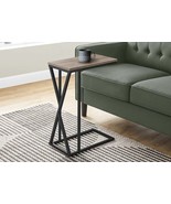 C-Shaped Accent Table: Brown Laminate, Black Metal Side/Snack - $1,432.28 MXN