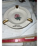 Vintage MCM Ceramic Ashtray Hershey “Rose Garden” White &amp; Gold - $18.99