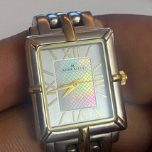 Ladies Anne Klein Mother Pearl Two Tone Square Dial St. Steel Watch Working - $25.22