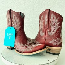 Lane LEXINGTON Womens Cowboy Bootie 9 Red Leather Western Cowgirl Short Boots - $237.60