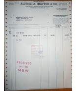 Vintage Alfred J. Hunter &amp; Co. Muskegon MI Invoice 1965 - $2.99