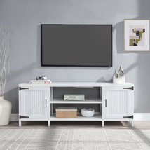 Farmhouse TV Stand 70in White Entertainment Center Storage Cabinet Doors... - £154.59 GBP