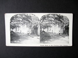Vintage Stereoview Card Reprint - Fourth Street at San Francisco Park in Panama - £7.96 GBP