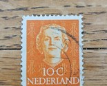 Netherlands Stamp Queen Juliana 10c Used Orange - $1.89