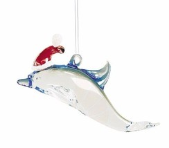 Gallerie Ii Art Glass Santa Dolphin Nautical Coastal Christmas Ornament Style A - £8.69 GBP
