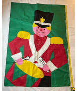 Vintage 90s Toy Soldier Christmas Holiday flag nylon 38 By 27 Inches - £18.51 GBP