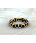 Natural Black Onyx Round Women Sterling Silver Full Eternity Band Ring  - $1,159.86 MXN