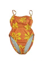 Vintage 90s La Blanca Swimsuit Orange Yellow MOD Flowers US12 Read* - £20.46 GBP