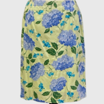 Talbots Womens Floral Skirt Size 8 Yellow Blue Hydrangea Back Slit Zippe... - $26.45