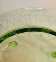 Green Uranium Cameo Ballerina 11" Bowl Three Footed image 5