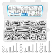 252Pcs Hex Bolts And Nuts Assortment Kit, 1/4-20, 5/16-18, 3/8-16 Assort... - £29.29 GBP