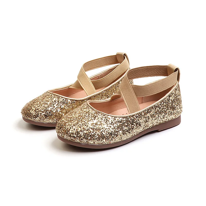 JGVIKOTO  Glitter Leather Girls Shoes Soft Comfortable Shiny Sequined Kids Shoes - £102.69 GBP
