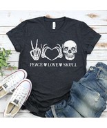 Peace Love Skull Halloween T-shirt - £19.71 GBP
