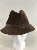 GW Mens S 6 3/4-6 7/8 Brown Cotton Rayon Suede Bucket Fedora Hat - £11.59 GBP