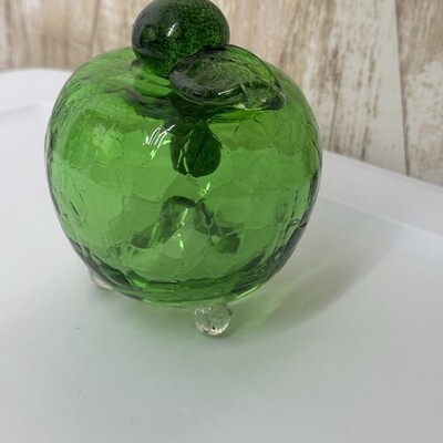 Plow & Hearth Indoor Green Crackle Glass Footed Fruit Fly Trap Art Glass Item image 13