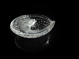 Lalique  Koi Fish Crystal  Ashtray  Signed Authentic 6&quot; Diameter - £192.72 GBP