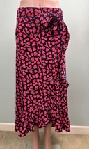 Karl Lagerfeld Paris Logo Heart Print Faux Wrap Ruffle Midi Skirt Sz 12 NWT - $51.97