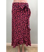 Karl Lagerfeld Paris Logo Heart Print Faux Wrap Ruffle Midi Skirt Sz 12 NWT - $71.07 CAD
