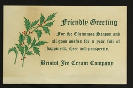 Vintage Dairy Paper Advertising Christmas Greeting Bristol Ice Cream Com... - $272.88 MXN